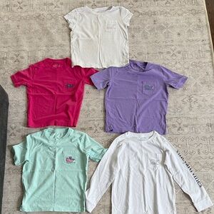 Vineyard Vines Kids Short Sleeve Tee Set - Pink, Purple, Mint, White.